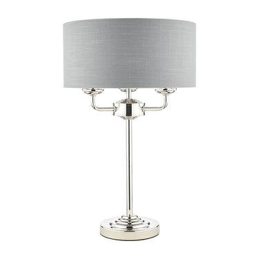 Laura Ashley Sorrento 3 Light Table Lamp Polished Nickel with Silver Shade