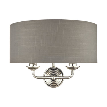 Laura Ashley Sorrento 2 Light Wall Bracket Polished Nickel with Charcoal Shade
