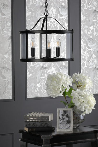 Laura Ashley Harrington Matt Black 3 Light Lantern Ceiling Light