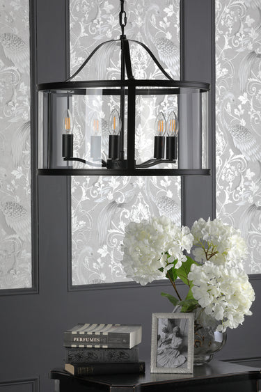 Laura Ashley Harrington Matt Black 5 Light Lantern Ceiling Light