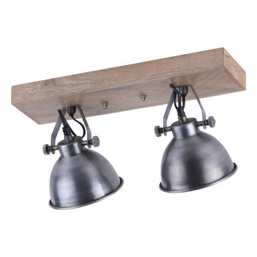 Retro 2 Light Ceiling/Wall Iron & Wood Finish