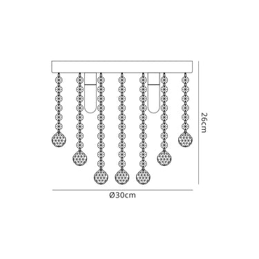 Carrie Flush 4 Light, IP44, Polished Chrome/Crystal