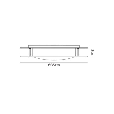Chamber Ceiling, 18W LED, IP44, Smoked/Mirror