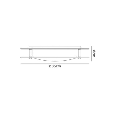 Chamber Ceiling, 18W LED, IP44, Amber/Mirror