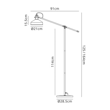 Beaumont Adjustable Floor Lamp, Sand White/Satin Nickel/White
