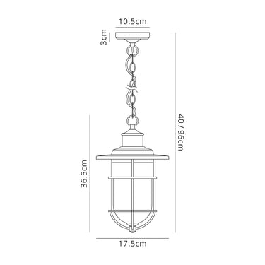 Emily Pendant, Black/Gold With Seeded Clear Glass, IP54