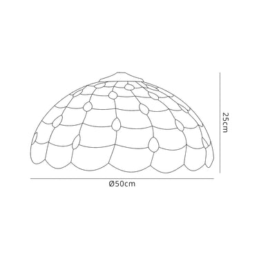 Tristan, Tiffany 50cm Non-electric Shade Suitable For Pendant/Ceiling/Table Lamp, Beige/Clear Crystal