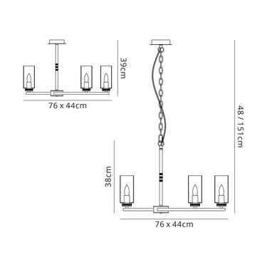 Carla 6 Light Pendant/Semi Ceiling, Polished Nickel