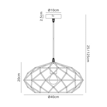 Cropston Elliptical Sphere Pendant, Polished Brass