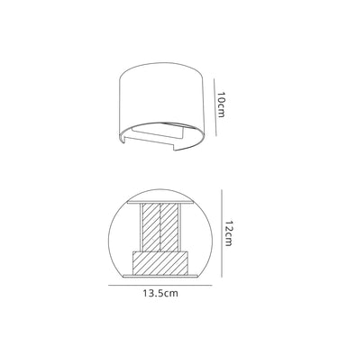 Aero Up & Downward Lighting Wall Lamp, 2 x 3W LED, IP54, Black/Gold