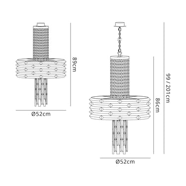 Martha 7 Light Pendant/Semi Ceiling Convertible, Polished Chrome & Crystal