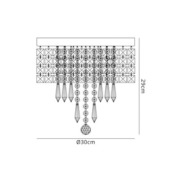 Mia Ceiling Light, IP44, Polished Chrome/Crystal