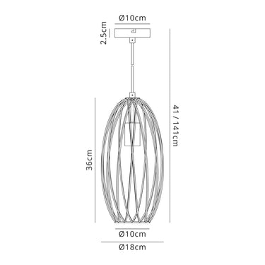 Millie Curved Cylinder Pendant, Polished Nickel