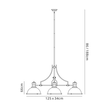 Ortiz Linear Pendant, Antique Brass