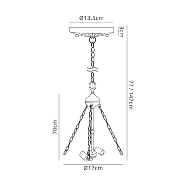 Avery 2 Light Uplighter Suspension Kit, Aged Antique Brass