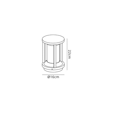 Mallory Pillar Lamp, IP65, Anthracite