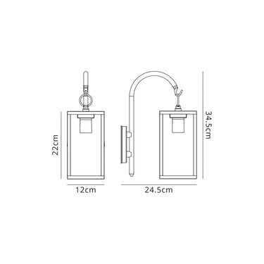 Caya Downward Wall Lamp, IP54, Graphite Black