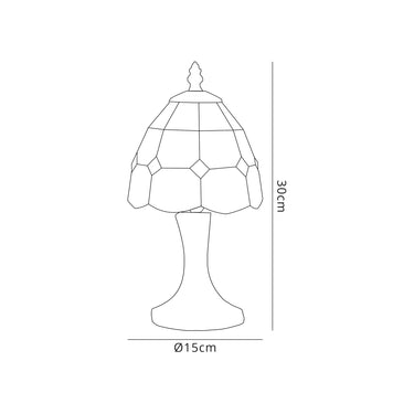 Lafayette Tiffany Table Lamp, White/Blue/Clear Crystal Shade