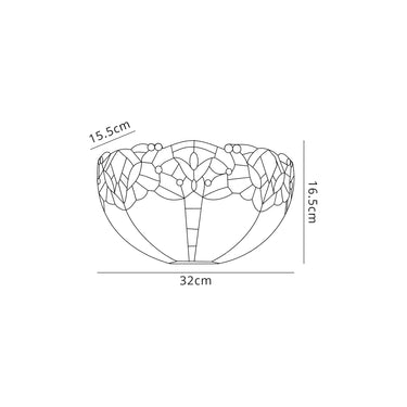 Linton Tiffany 30cm Wall Lamp, 2 x E14 (Max), Blue/Clear Crystal, 1yr Warranty