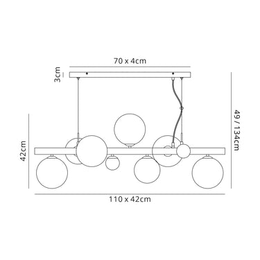 Jools Linear Pendant, Polished Chrome/Smoked Glass