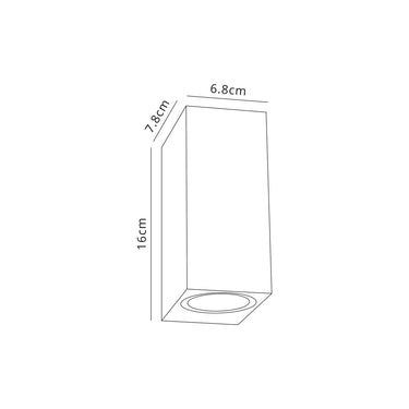 Camber Rectangle Double Wall Lamp, IP54, Black/Silver