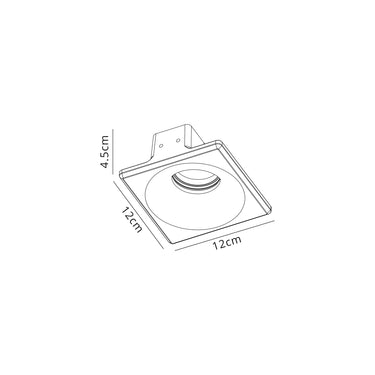 Strafe Square Deep Recessed Spotlight, GU10, White Paintable Gypsum