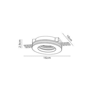 Strafe Round Stepped Recessed Spotlight, GU10, White Paintable Gypsum