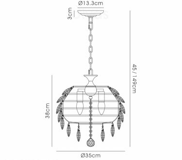 Kynara Pendant, 3 Light E14, Polished Chrome/Crystal
