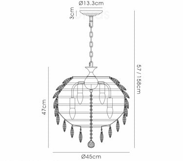 Kynara Pendant, 6 Light E14, Polished Chrome/Crystal