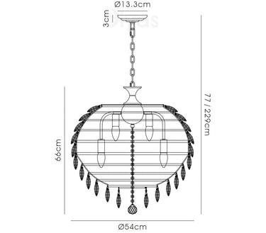 Kynara Pendant, 9 Light E14, Polished Chrome/Crystal