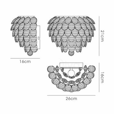 Kynara Wall Lamp, 1 Light E14, Polished Chrome/Crystal