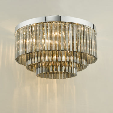 Logan 5 Light Flush Polished Chrome & Smoked Glass