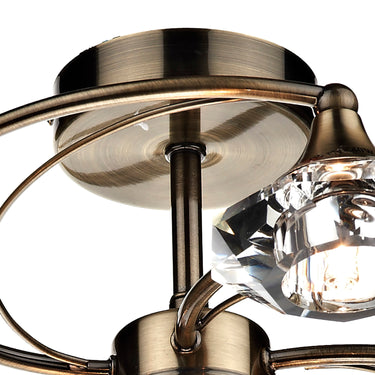 Luther 6 Light Semi Flush Antique Brass