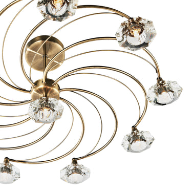 Luther 10 Light Semi Flush Antique Brass