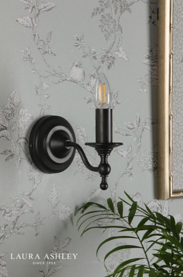 Laura Ashley Ludchurch Single Wall Light Industrial Black