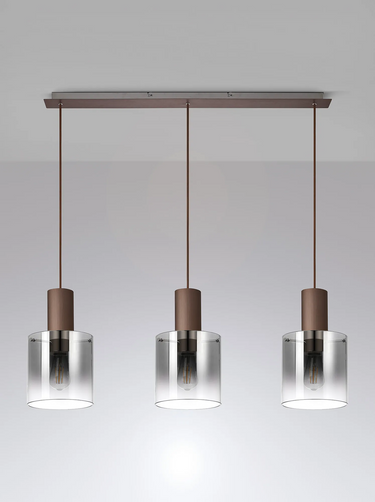 Manhattan 3 Light Bar Pendant Mocha & Smoked