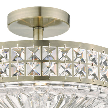 Olona 3 Light Semi Flush Antique Brass