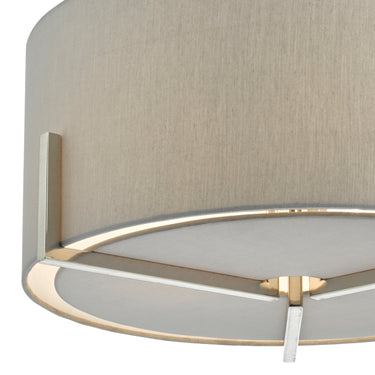 Santino Pendant Satin Chrome with Grey Faux Silk Shade