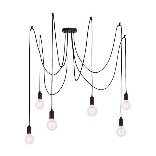 6 Light Spider Pendant Matt Black