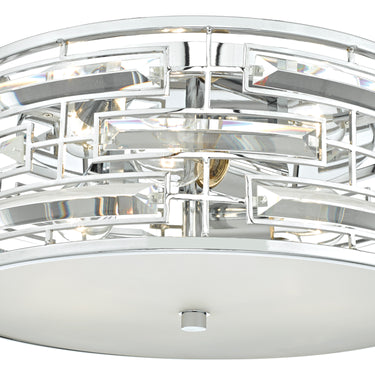 Seville 3 Light Flush Polished Chrome & Crystal C/W Diffuser