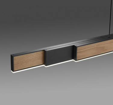 Moto Rise Black & Natural Wood - Extendable, Rise & Fall, CCT and Dimming via Remote Control