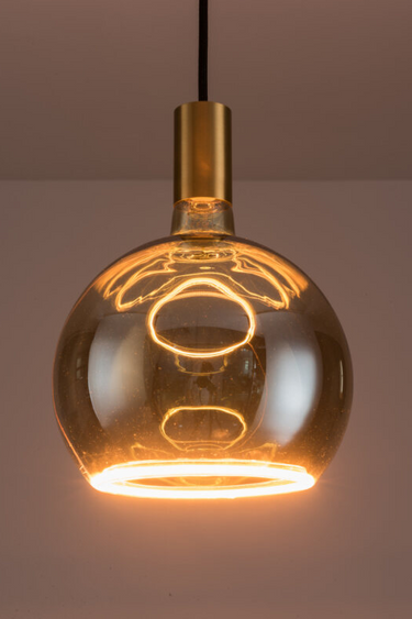 Nimbus Single Pendant, Black & Brass - Complete with 200mm Smoked Bulb