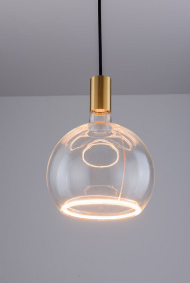 Nimbus Single Pendant, Black & Brass - Complete with 200mm Clear Bulb