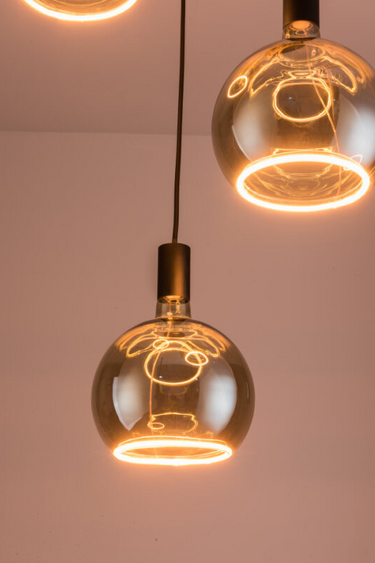 Nimbus 3 Light Spiral Pendant, All Black - Complete with 3 x 200mm Smoked Bulb