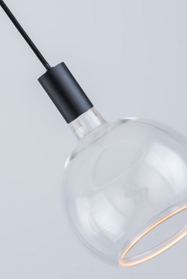 Nimbus 3 Light Bar Pendant, All Black - Complete with 3 x 200mm Clear Bulbs