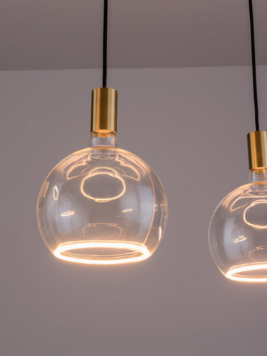Nimbus 3 Light Bar Pendant, Brass & Black - Complete with 3 x 200mm Clear Bulbs