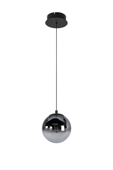 Volano Single LED Pendant Sand Black & Smoked Glass