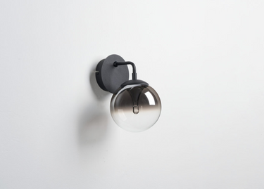 Volano Single LED Wall Light Sand Black & Smoked Glass