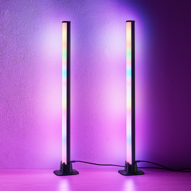 Gamer Tall Twin RBG Table Lamp, Black