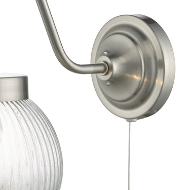 Tamara Wall Light Satin Nickel & Ribbed Glass